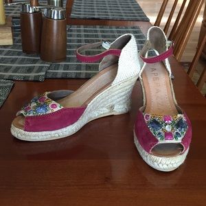 Apepazza jeweled wrapped suede wedges